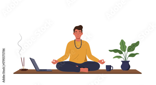 Man meditation at home