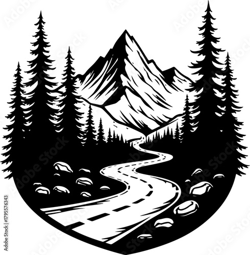 Mountain Hiking Silhouette SVG | Adventure Trekker Vector Design