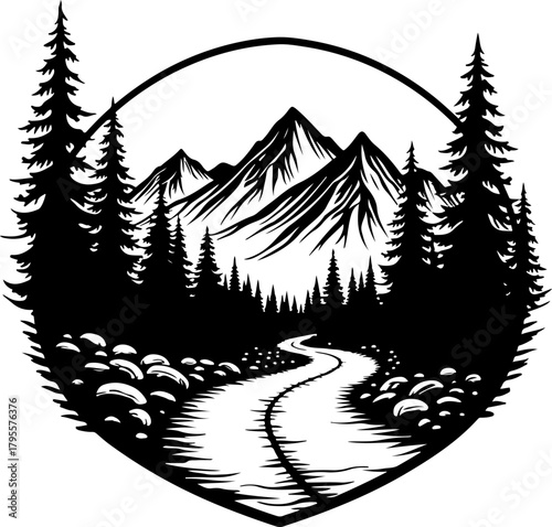 Mountain Hiking Silhouette SVG | Adventure Trekker Vector Design