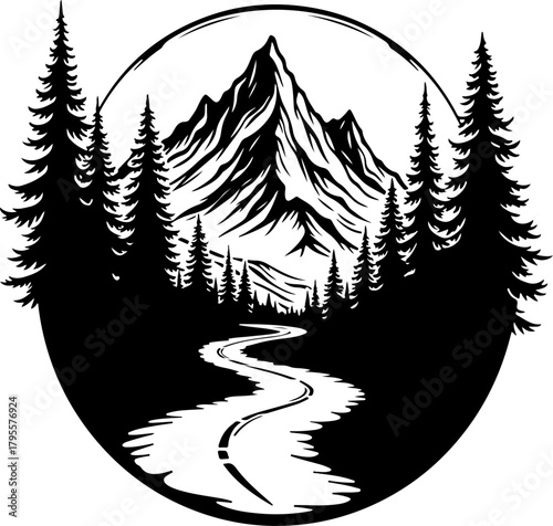 Mountain Hiking Silhouette SVG | Adventure Trekker Vector Design