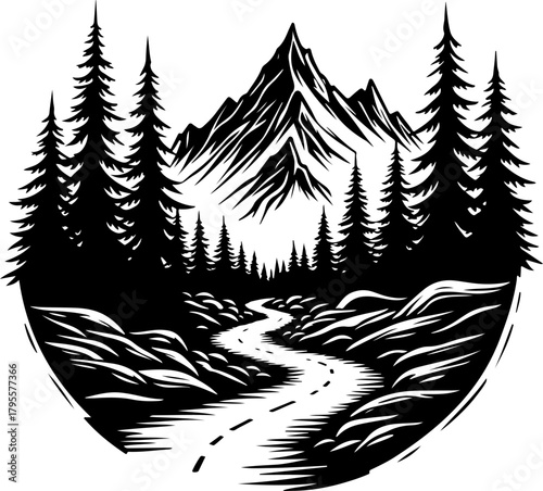 Mountain Hiking Silhouette SVG | Adventure Trekker Vector Design