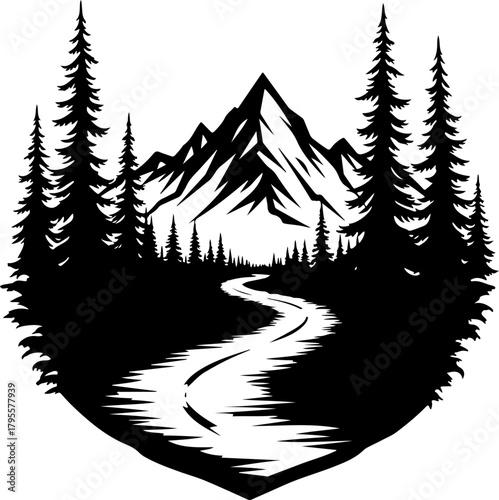 Mountain Hiking Silhouette SVG | Adventure Trekker Vector Design