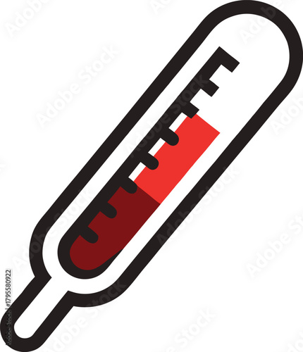 Fever thermometer flat design medical icon for health and illness