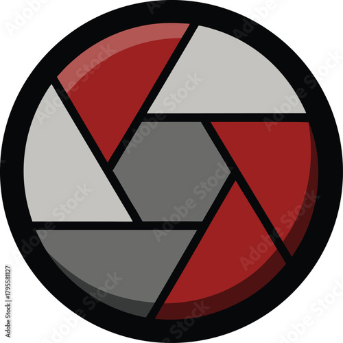 Camera aperture icon vector illustration of diaphragm blades