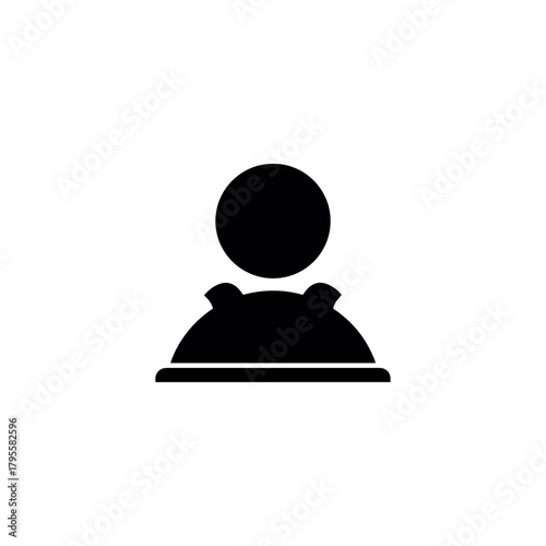 Stylized Black Silhouette Icon of a Person with a Plate or Tray Suggesting a Meal or Service