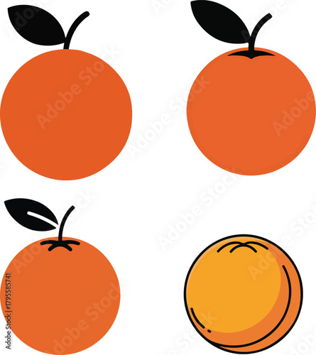 Orange fruit vector set food design nutrition nature healthy organic object