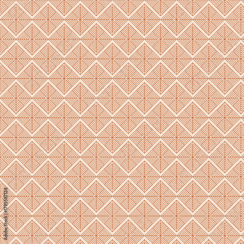 Geometric pattern with intersecting lines forming diamond shapes on a terracotta background creates a modern design