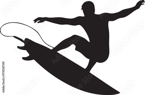 Surfer Balancing on a Surfboard