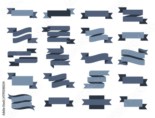 Set of vector ribbons banners in various styles and colors for graphic design projects