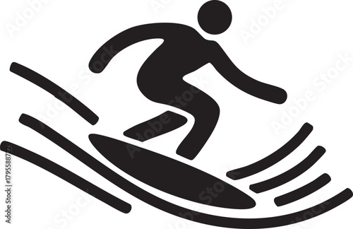 Surfer in Action Silhouette Illustration with Waves