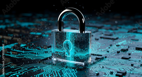 Wallpaper Mural Lock and key on keyboard representing security and protection on blue background Torontodigital.ca