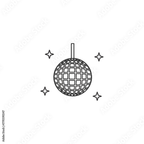 Disco Ball Hanging With Sparkle Stars Celebration Light Music Nightclub Party Retro Theme Graphic