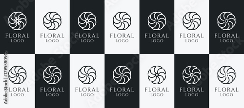 Set of Circular Abstract Floral Logos