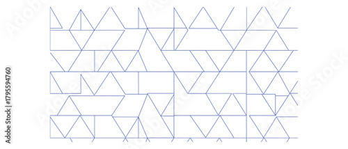Geometric pattern with blue lines forming triangles and other shapes on white background