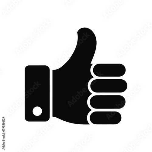 Black thumbs up icon isolated on white background design element for apps