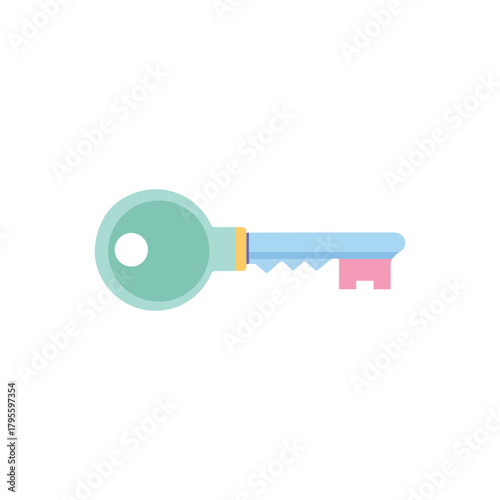 A simple cartoon key with a round handle and a jagged bit
