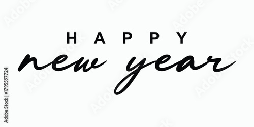 Stylish Happy New Year greeting with white background for festive celebrations, wishing joy and prosperity this coming year