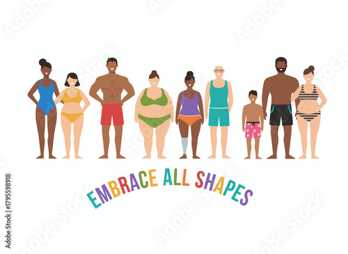Illustrations of couples in underwear featuring diverse men and women of various body types—chubby, slim, and thin—presented as flat vector portraits on a white background