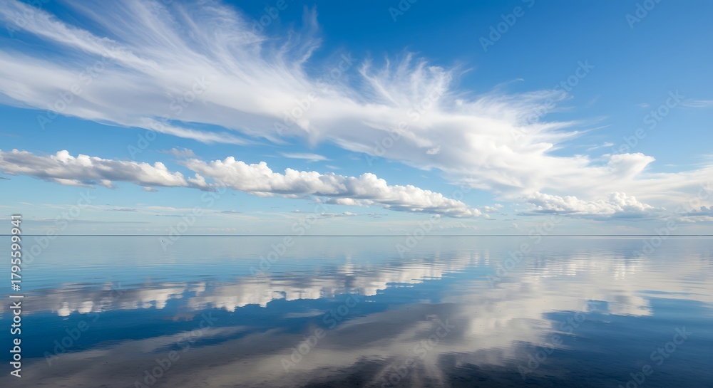 Fototapeta premium The contrast between the still water and the moving clouds.