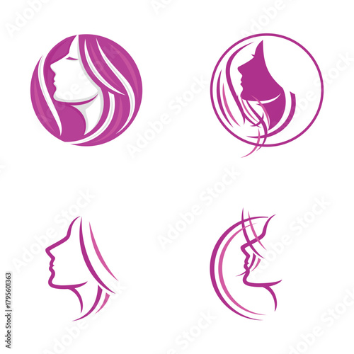 Beauty Face Silhouette Logo Set – Feminine Profile Icons Collection