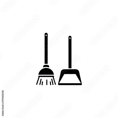 Cleaning Broom and Dustpan Silhouette
