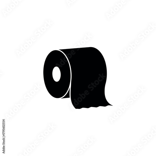 Toilet Paper Roll Icon Silhouette