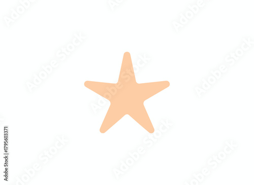 A five-fingered marine starfish, a mollusc, shown as a flat vector illustration on a white background, representing an exotic underwater invertebrate found on summer beaches
