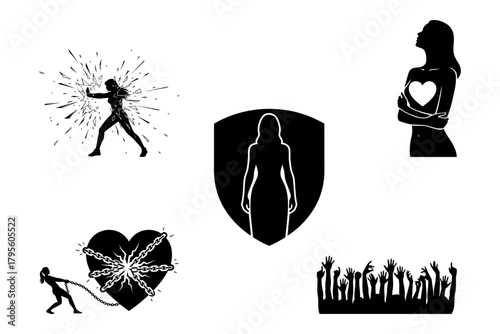 Women human rights gender equality empowering women diverse silhouettes representing strength, resilience, and freedom