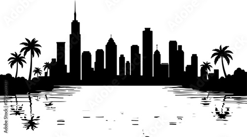 Modern Cityscape Silhouette at Sunset