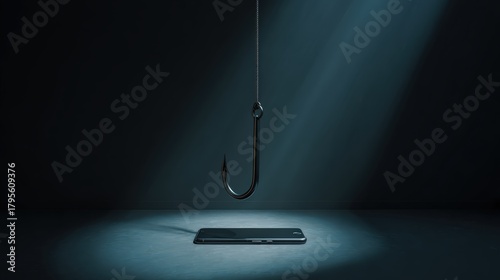 A metaphorical representation of cyber security threats, highlighting a device vulnerability, with a dark, enigmatic ambiance.  ..Created with Generative AI, not depicting real subjects.