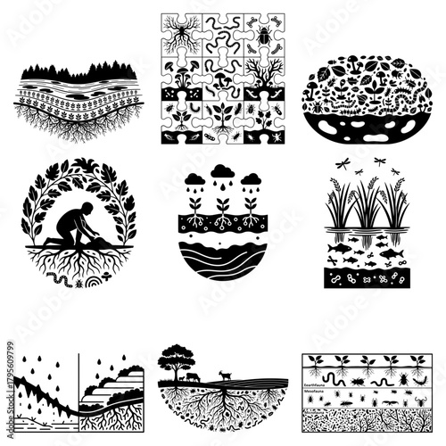 World soil day set of ecology concept illustrations depicting nature, environment and sustainability