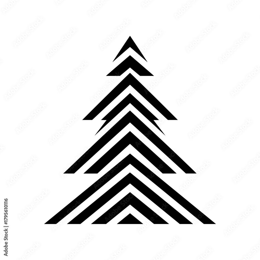 Obraz premium Abstract black tree silhouette with geometric lines