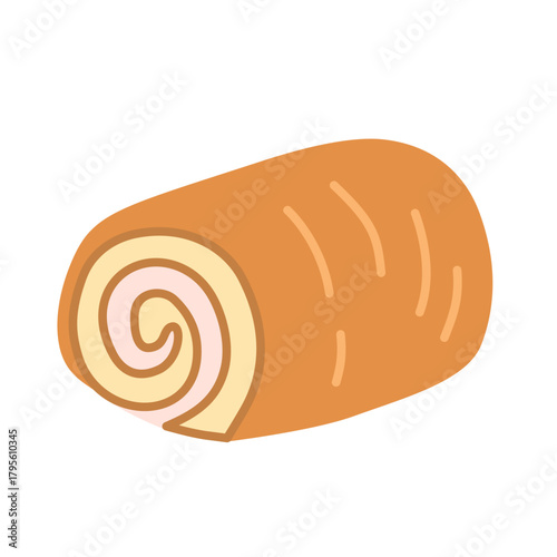 Roll Cake in Cute Flat Illustration for Bakery Sweets Collection