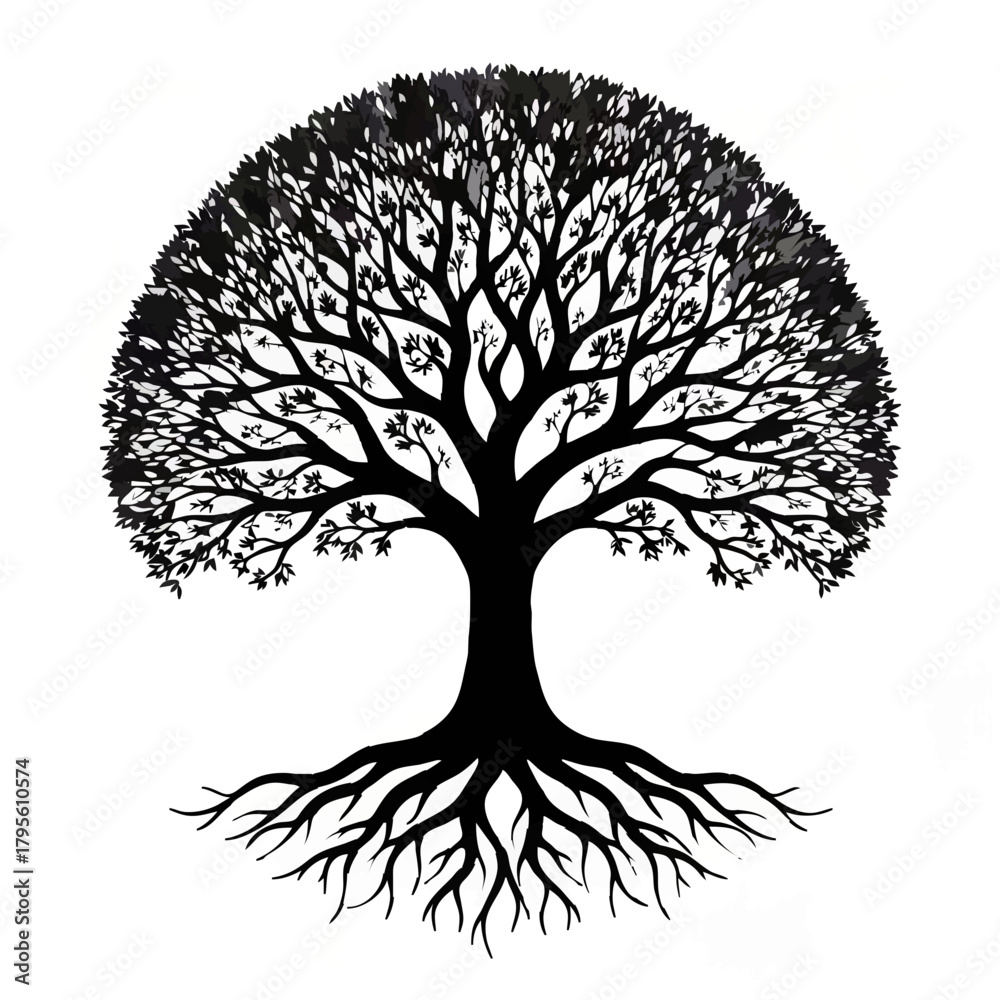 Naklejka premium Tree of life with roots illustration