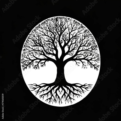 Tree of life with roots illustration

