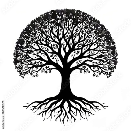 Tree of life with roots illustration

