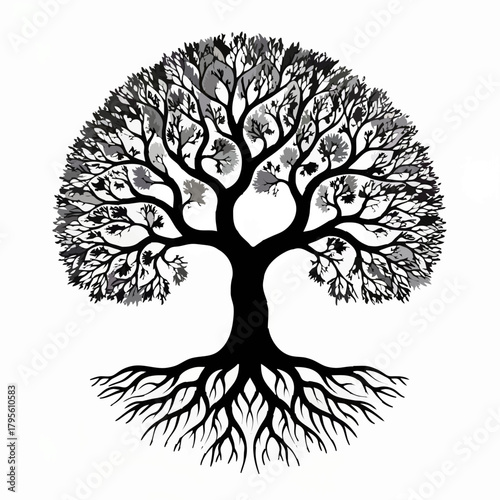 Tree of life with roots illustration

