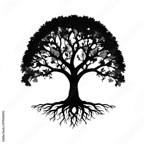 Tree of life with roots illustration

