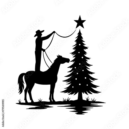Cowboy Christmas Tree Silhouette

