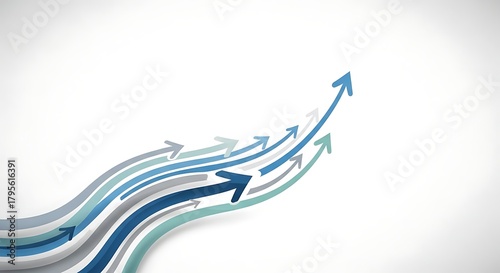 Dynamic arrows ascend upwards, symbolizing growth, progress, and successful business strategy in a modern, clean design.