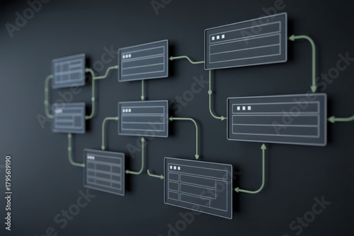 Interconnected system process flowchart diagram for data flow