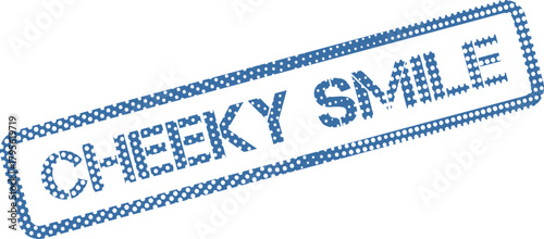 Картината върху платно Playful Blue Dotted Stamp Impression Featuring the Words Cheeky Smile for Expres