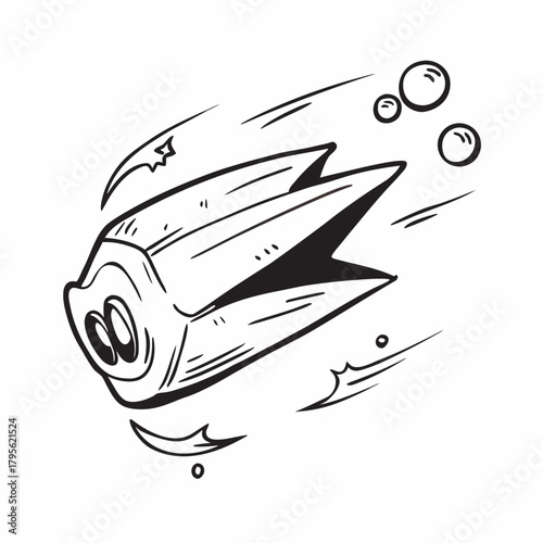 Cartoon comet with star trails and bubbles