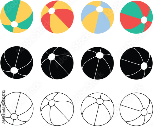Sport and toy balls icons isolated on transparent background kids toy balls vector set.