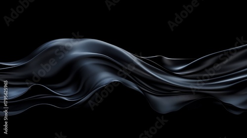 Flowing black satin abstract background showing graceful and elegant drape movement design