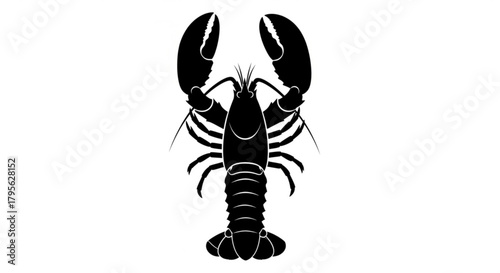 A black silhouette of a lobster with large claws displayed prominently on a white background image