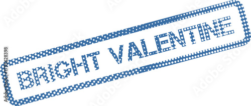 Festive blue dotted Bright Valentine stamp symbol on white celebrates love and romance