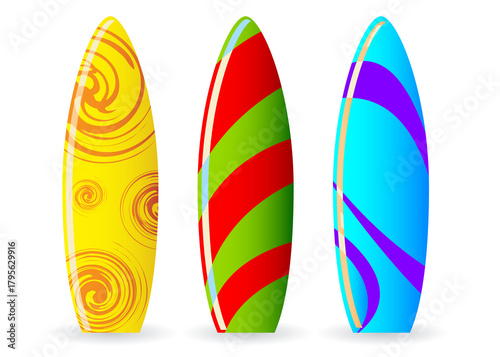 Colorful cartoon surfboards illustration tropical summer vibes