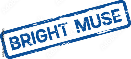 Bright Muse Blue Grungy Rubber Stamp Mark Symbolizing Creative Inspiration and Artistic Drive