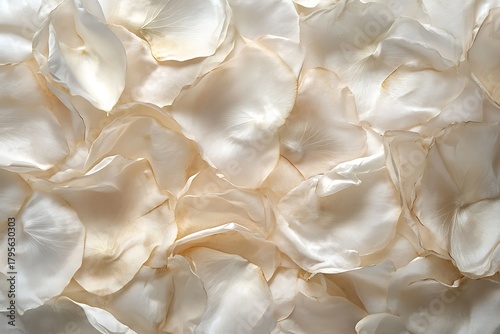 Abstract background of pearlescent white flower petals, wedding or bridal decor and organic material